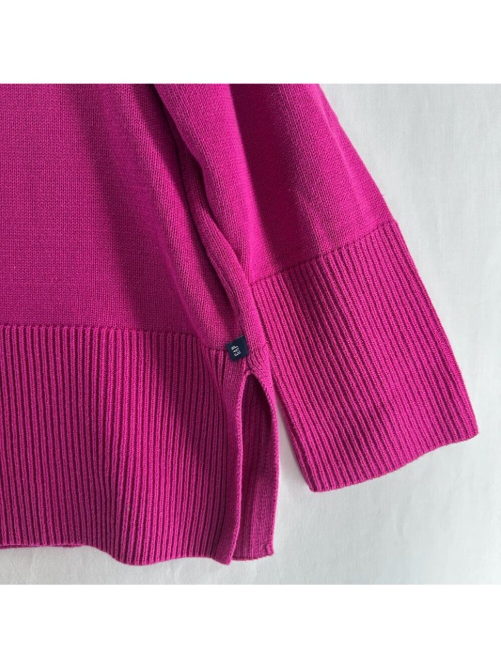Gap Crewneck Sweater Womens 2XL Ribbed Split Hem Pullover Festival Fuchsia Pink - Picture 10 of 13